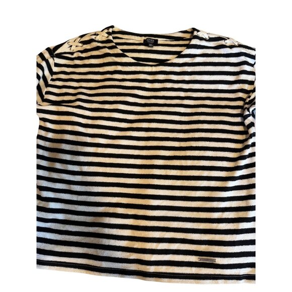 Jones New York Sweaters - Jones New York XXL Coastal Chic Striped Sweater Nautical Rope Shoulder Detail